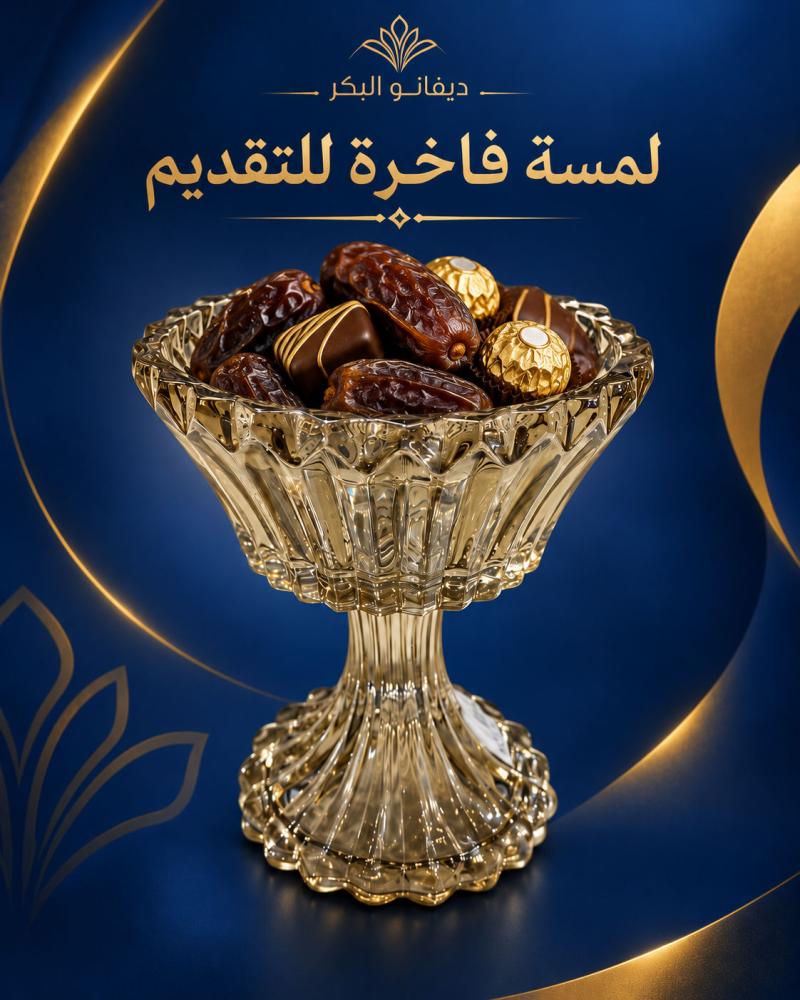 وعاء تقديم زجاجي فاخر للاستخدام مع التمور والحلويات