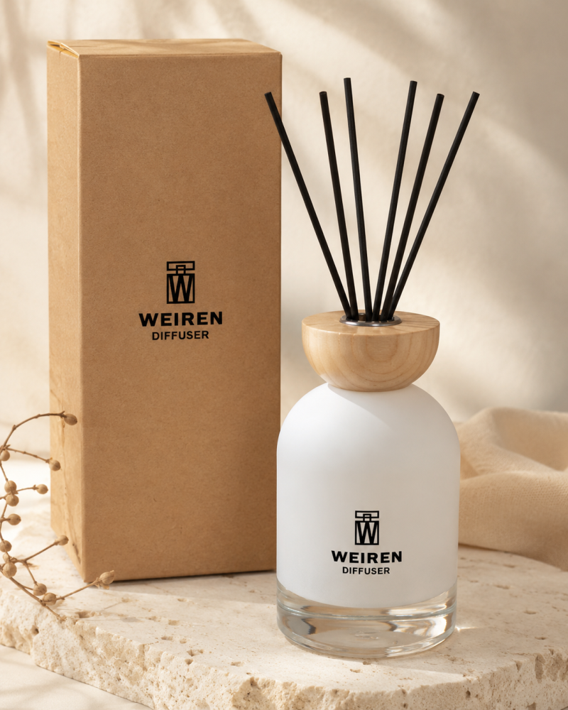 فواحة أعواد WEIREN كبيرة بتصميم أبيض أنيق