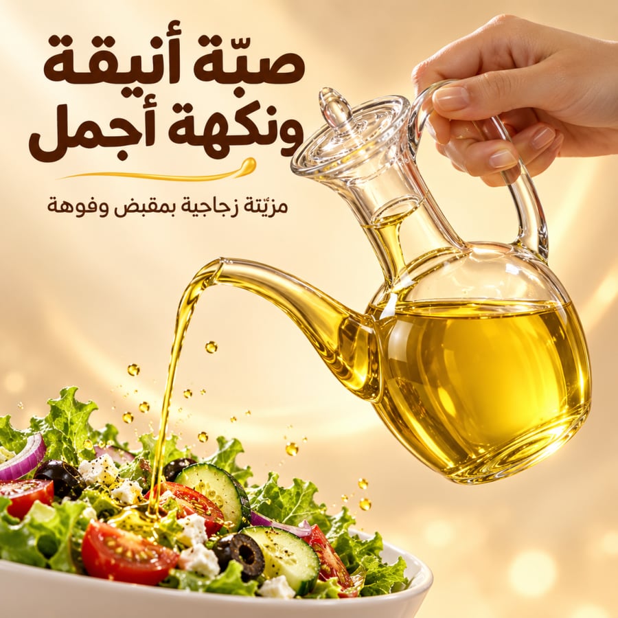 مزيّتة زجاجية بمقبض وفوهة طويلة