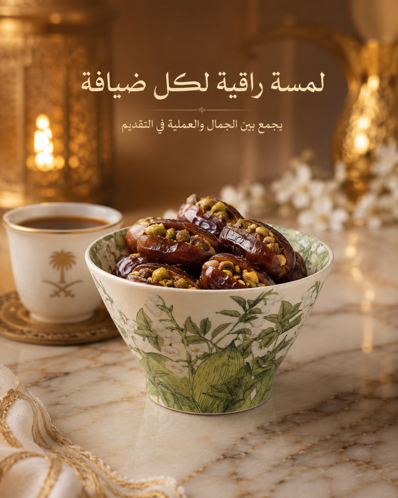 زبدية تقديم بنقوش نباتية