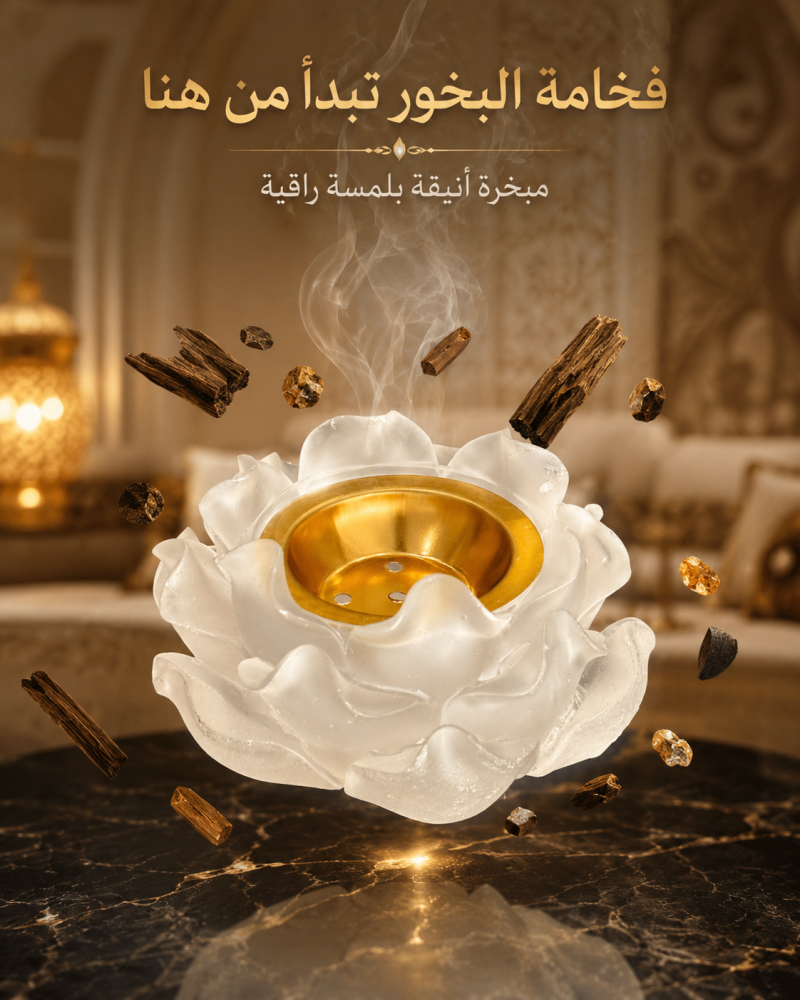 مبخرة كريستال بشكل وردة بوعاء ذهبي