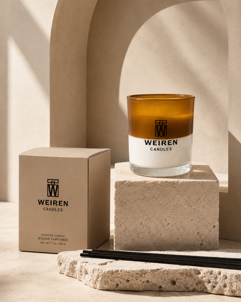 شمعة عطرية WEIREN كبيرة بلمسة ديكورية أنيقة