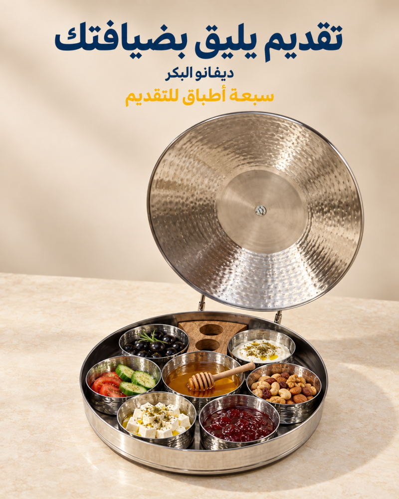 صحن فطور نحاس هندي بغطاء | 7 أوعية
