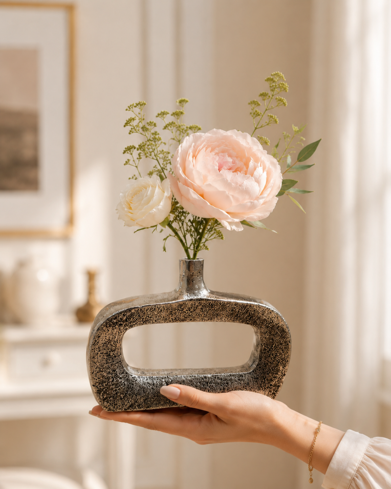 Large Indian aluminum vase with luxurious modern design