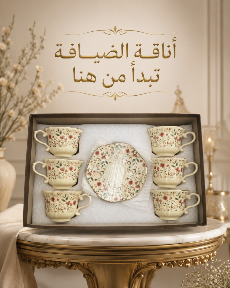 طقم اكواب قهوة تركي بنقوش زهريه