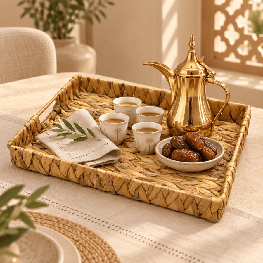 صينية خوص مستطيلة طبيعية – 38×28 سم