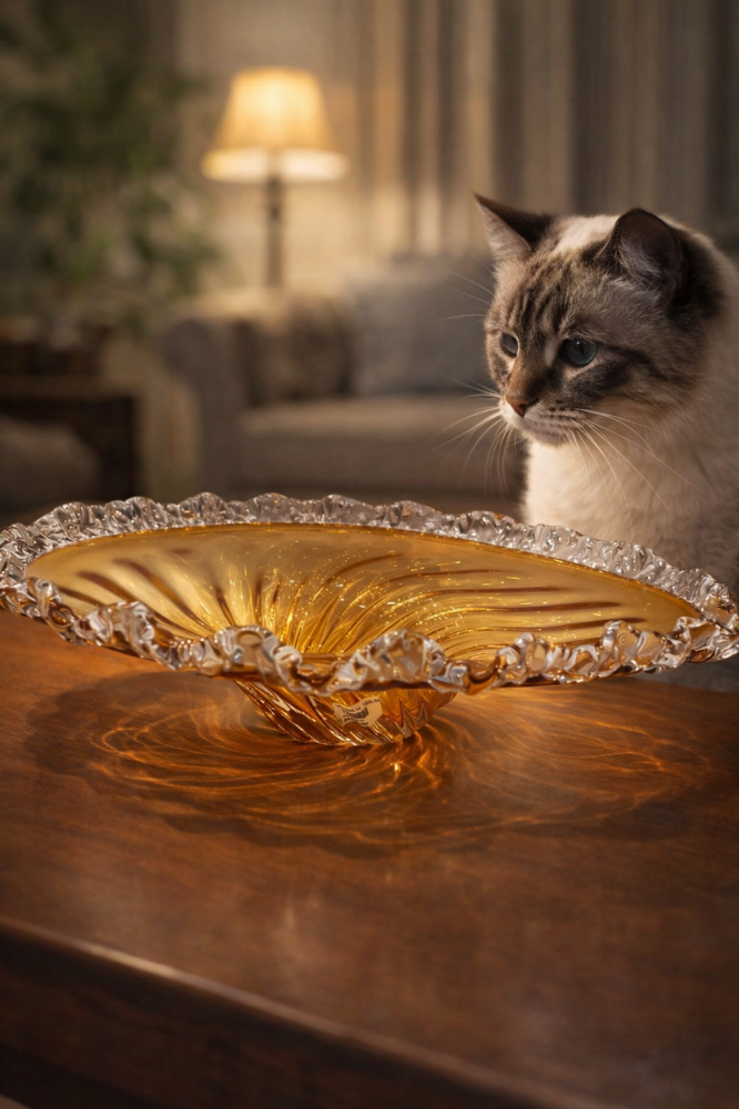 Crystal Amber Purple serving plate with base – luxury that adorns your hospitality
