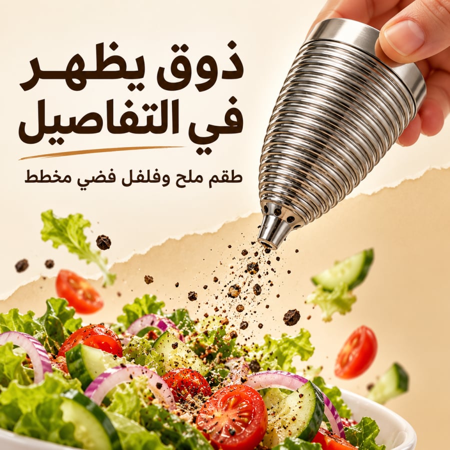 طقم ملح وفلفل فضي مخطط