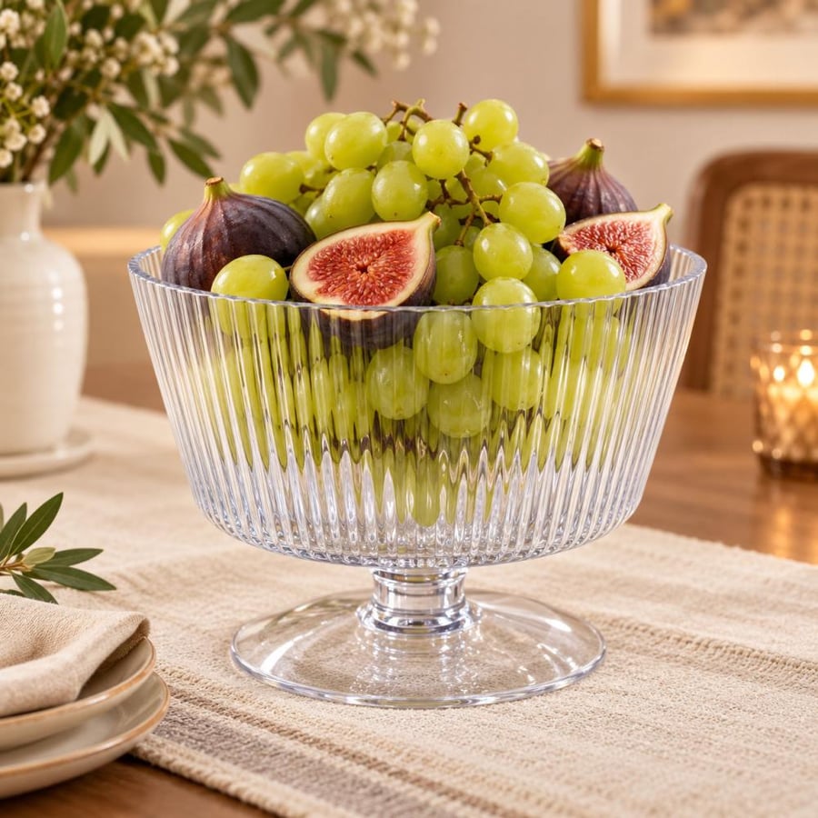 وعاء تقديم زجاجي بتصميم أنيق