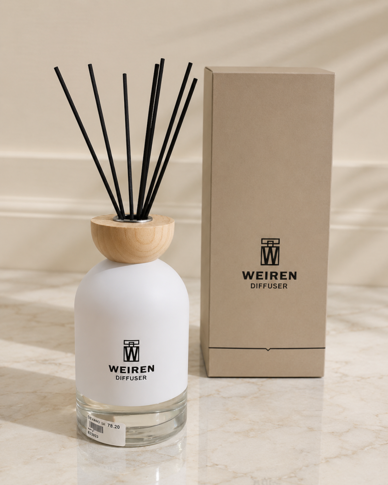 فواحة أعواد WEIREN كبيرة بتصميم أبيض أنيق