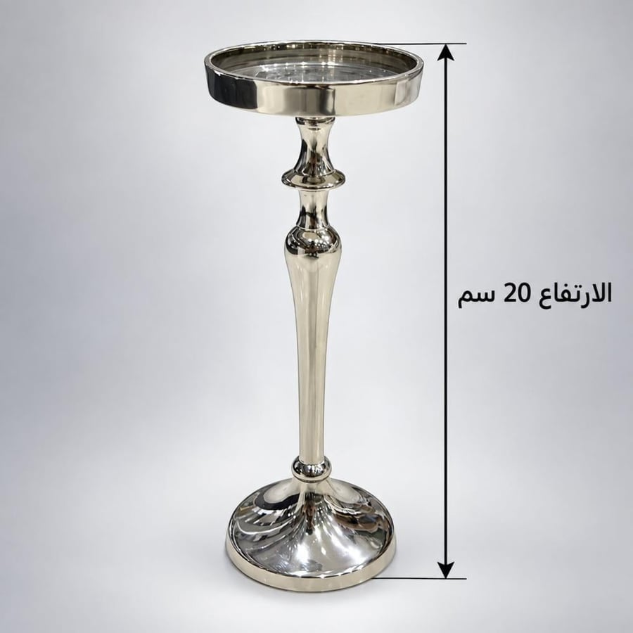 شمعدان هندي فضي كلاسيكي – ارتفاع 20 سم