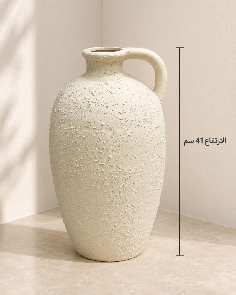 مقاسات فازة خزفية أوف وايت ارتفاع 41 سم
