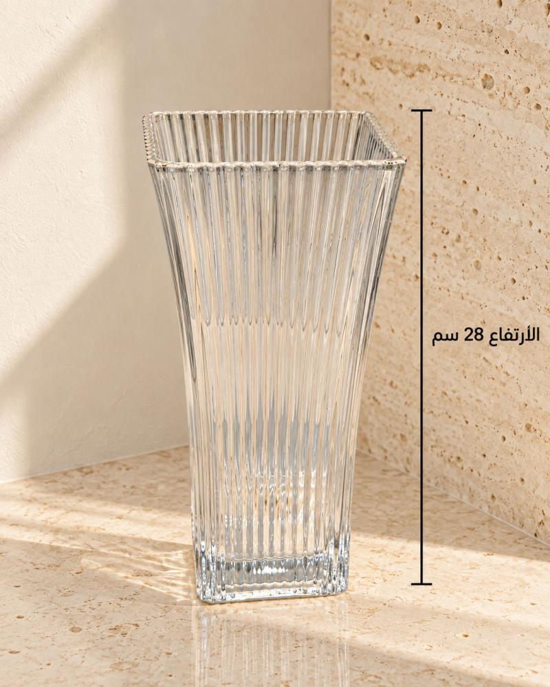 فازة زجاجية مستطيلة مضلعة ارتفاع 28 سم