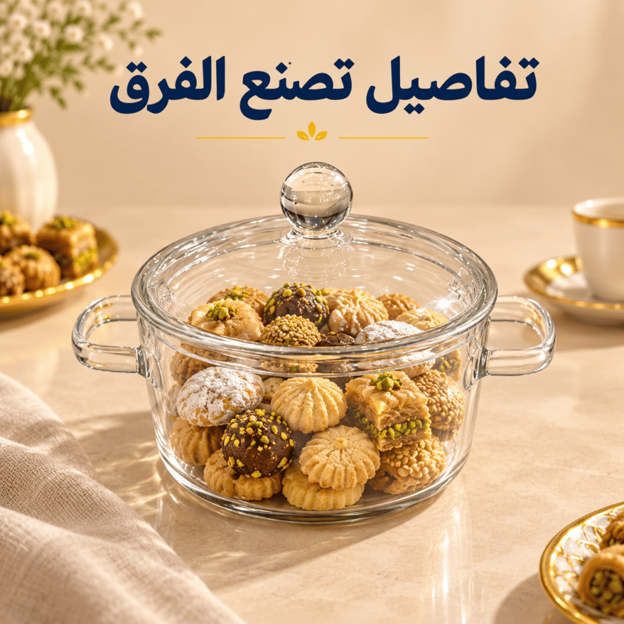 وعاء تقديم زجاجي بغطاء ومقابض use