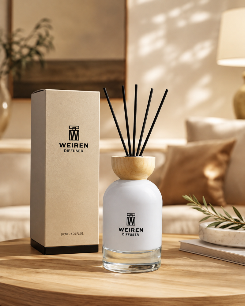 فواحة أعواد WEIREN كبيرة بتصميم أبيض أنيق