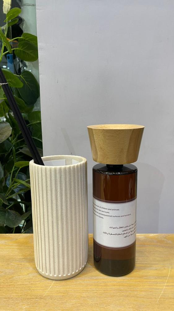 Luxurious marble fragrance diffuser with a natural wooden cover