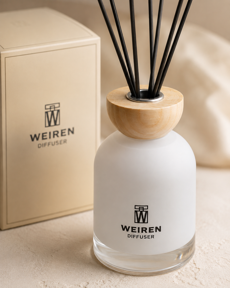 فواحة أعواد WEIREN كبيرة بتصميم أبيض أنيق