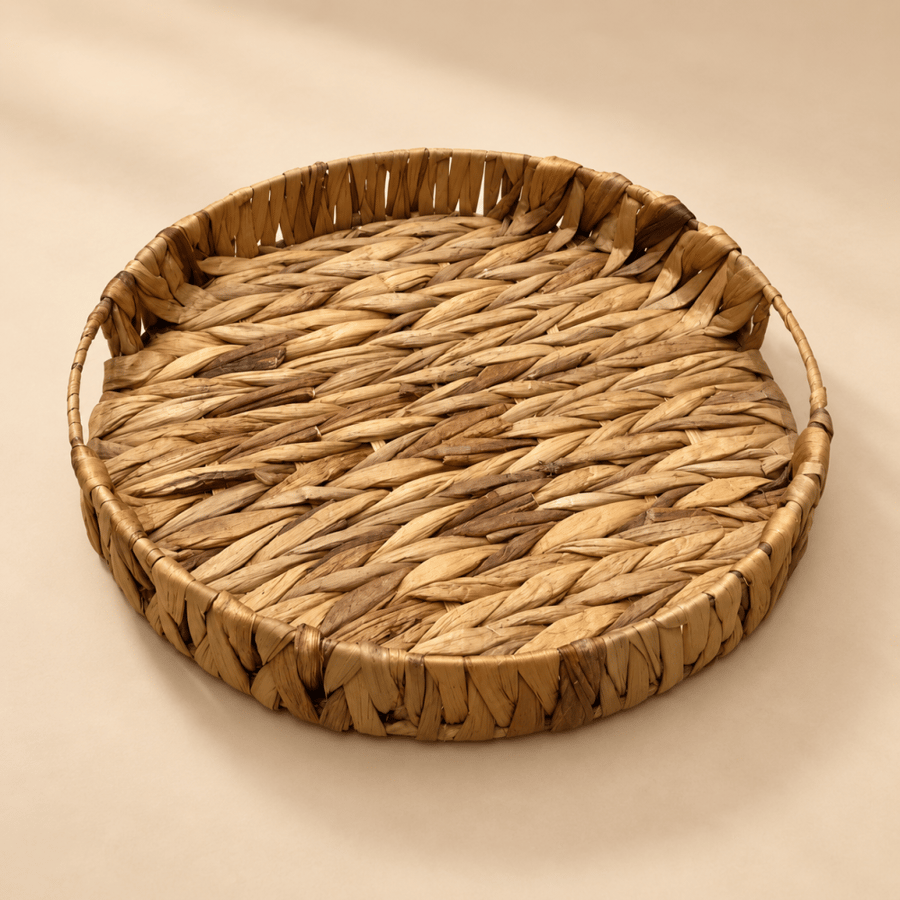 صينية خوص دائرية طبيعية – قطر 30 سم