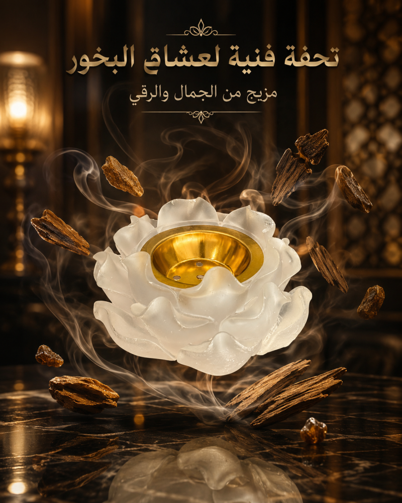 مبخرة كريستال بشكل وردة بوعاء ذهبي
