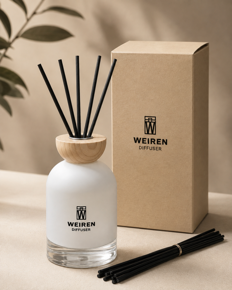 فواحة أعواد WEIREN كبيرة بتصميم أبيض أنيق