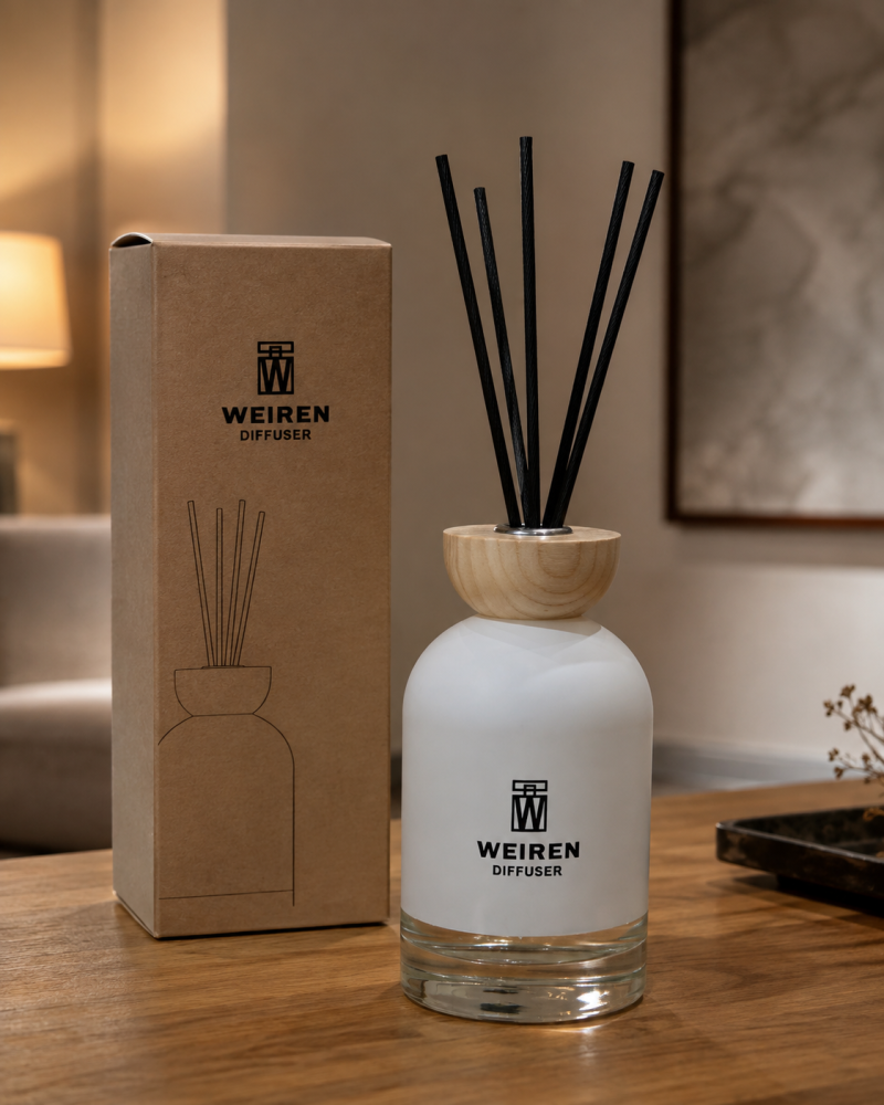 فواحة أعواد WEIREN كبيرة بتصميم أبيض أنيق