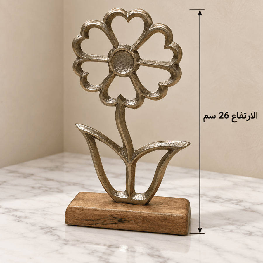 تحفة زهرة بقاعدة خشبية – 26 سم