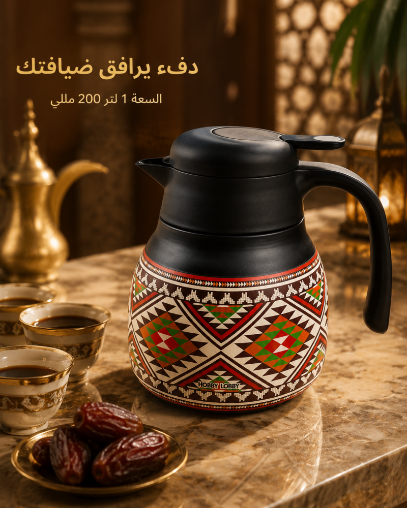 ترمس قهوة تراثي بنقوش مثلثية 1.2 لتر