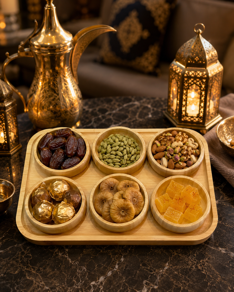 طقم تقديم خشبي 3 أوعية مع صينية
