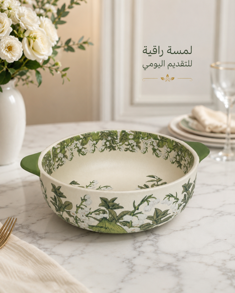 طبق تقديم عميق دائري بمقابض