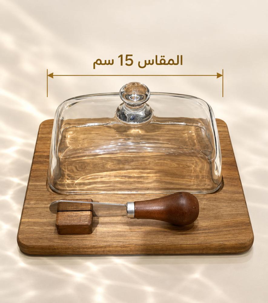 قديم جبن زجاجي بقاعدة خشبية