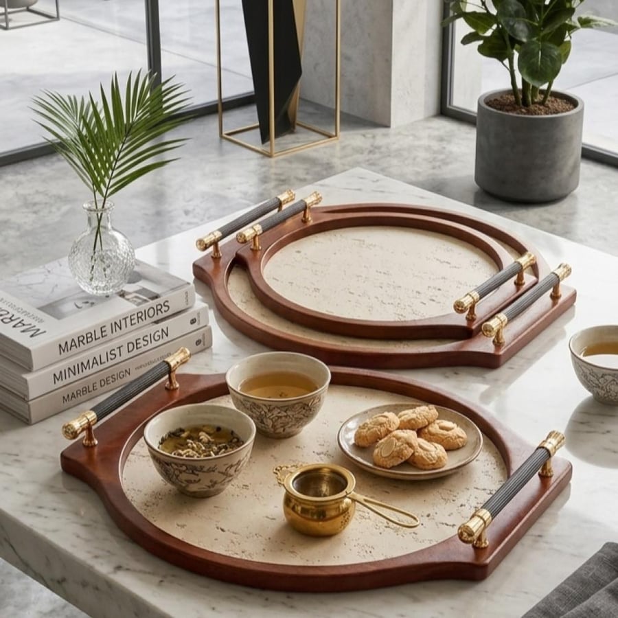 Serving tray leather