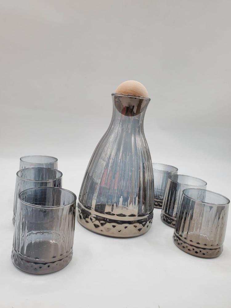 Gray smoked glass juice set with 6 cups