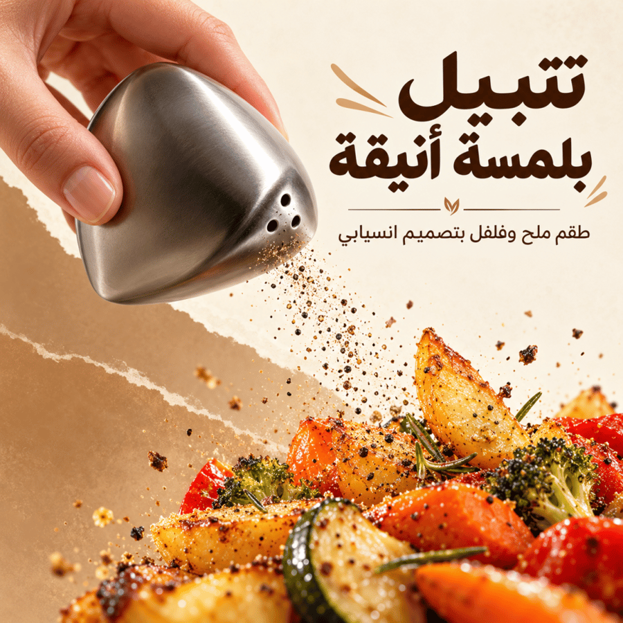 طقم ملح وفلفل فضي بتصميم مثلث
