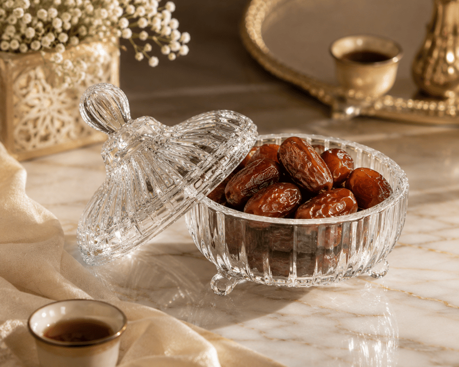 سكرية كريستال دائرية بغطاء فاخر