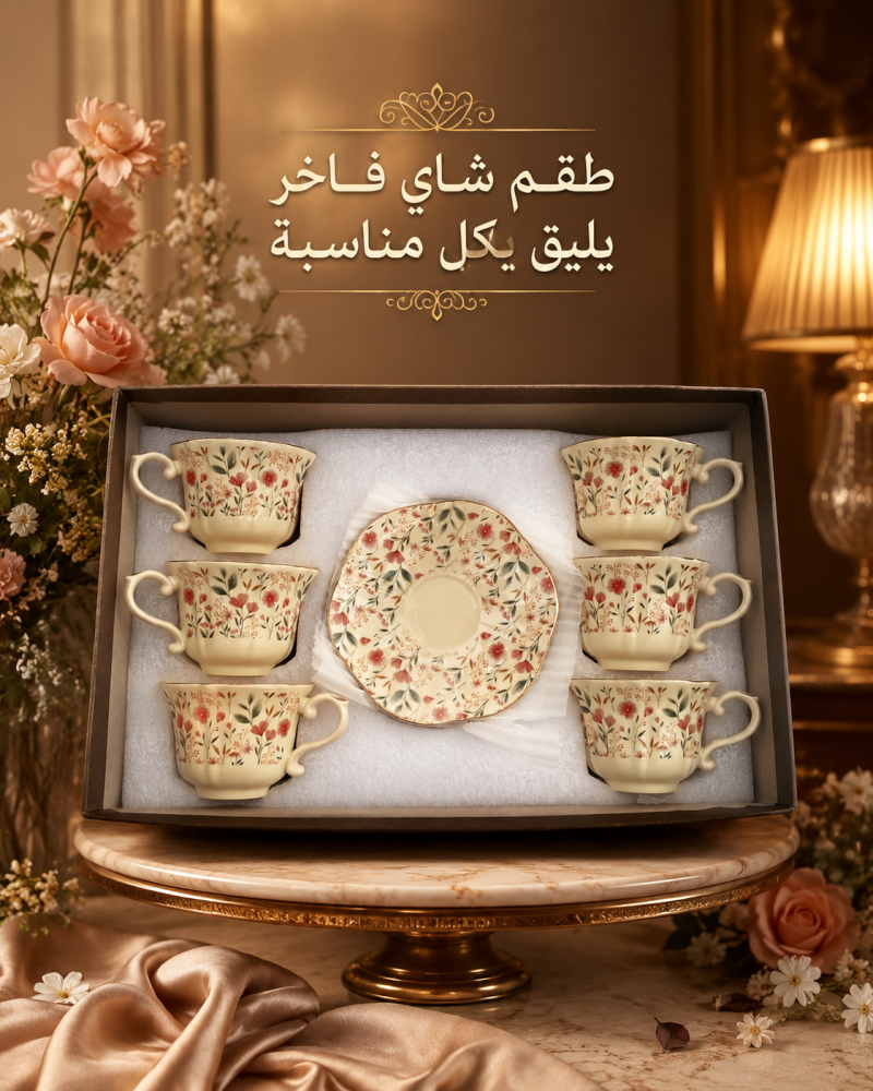 طقم اكواب قهوة تركي بنقوش زهريه