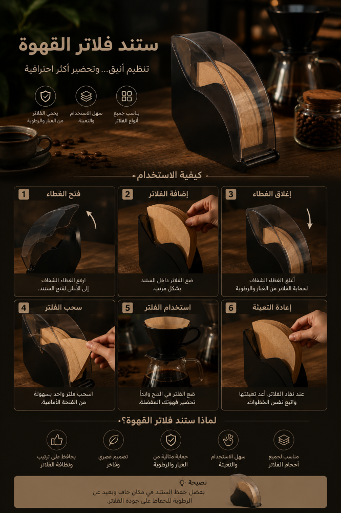 ستاند فلاتر القهوة – ترتيب أنيق لعشاق القهوة المختصة