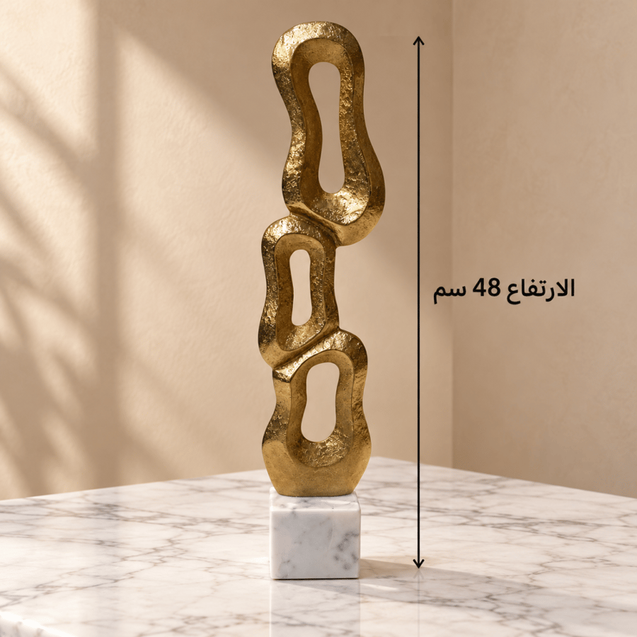 تحفة حلقات ذهبية مترابطة بقاعدة رخامية – 48 سم