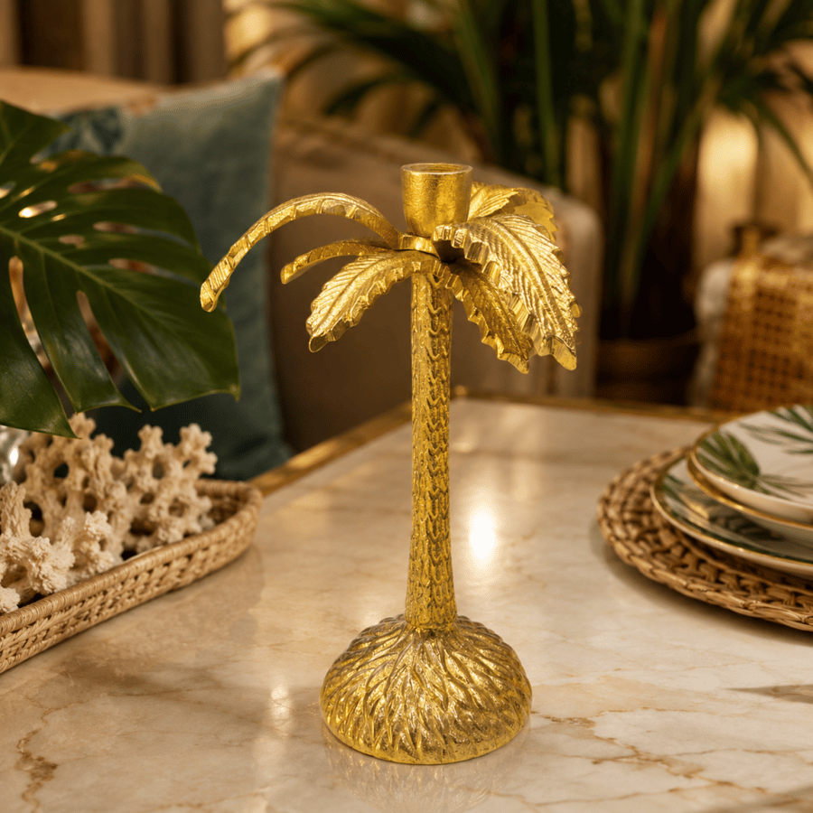 شمعدان المنيوم هندي ذهبي