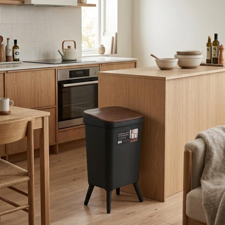 Black trash can