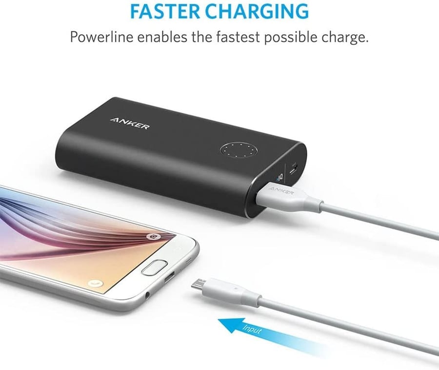 كيبل انكر باور لاين مايكرو USB إلى USB ابيض 90 سم | كيابل