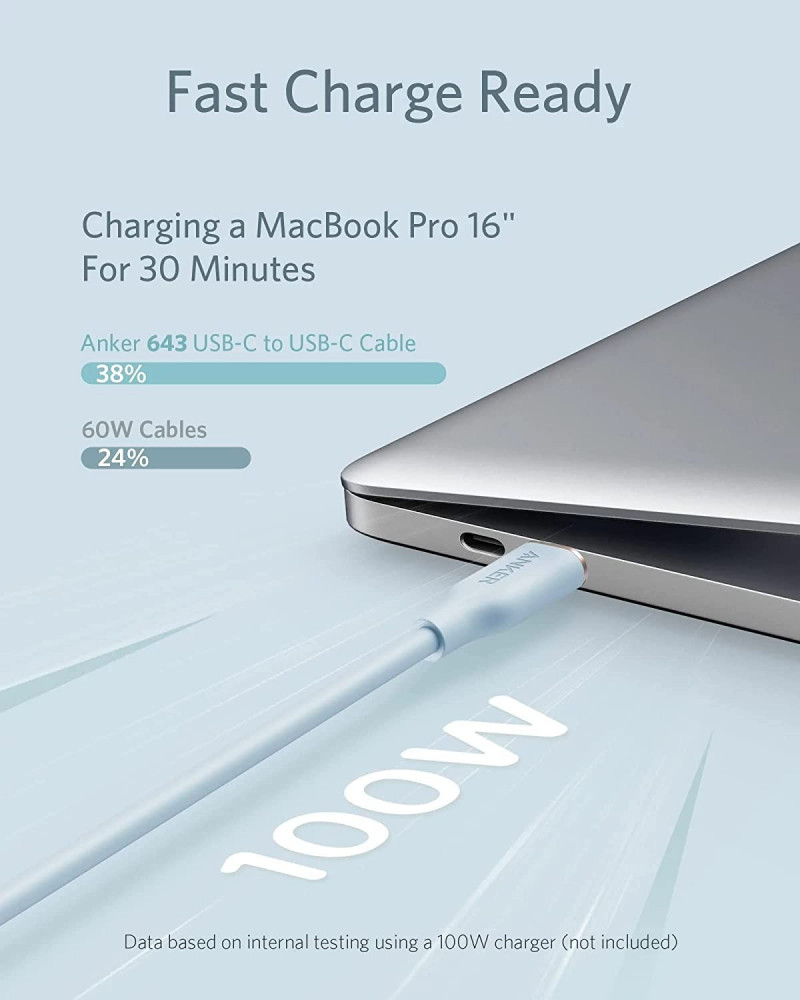 كيبل انكر 3flow باور لاين USB-C إلى USB-C ازرق 1.8 متر | كيابل