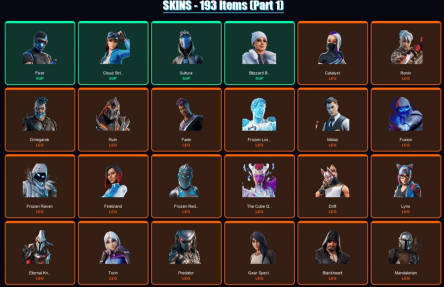 حساب فورت نايت 193سكن