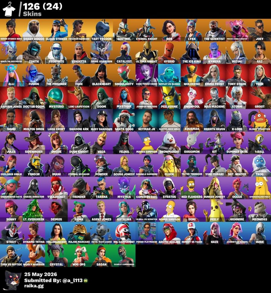 حساب فورت نايت 128 سكن