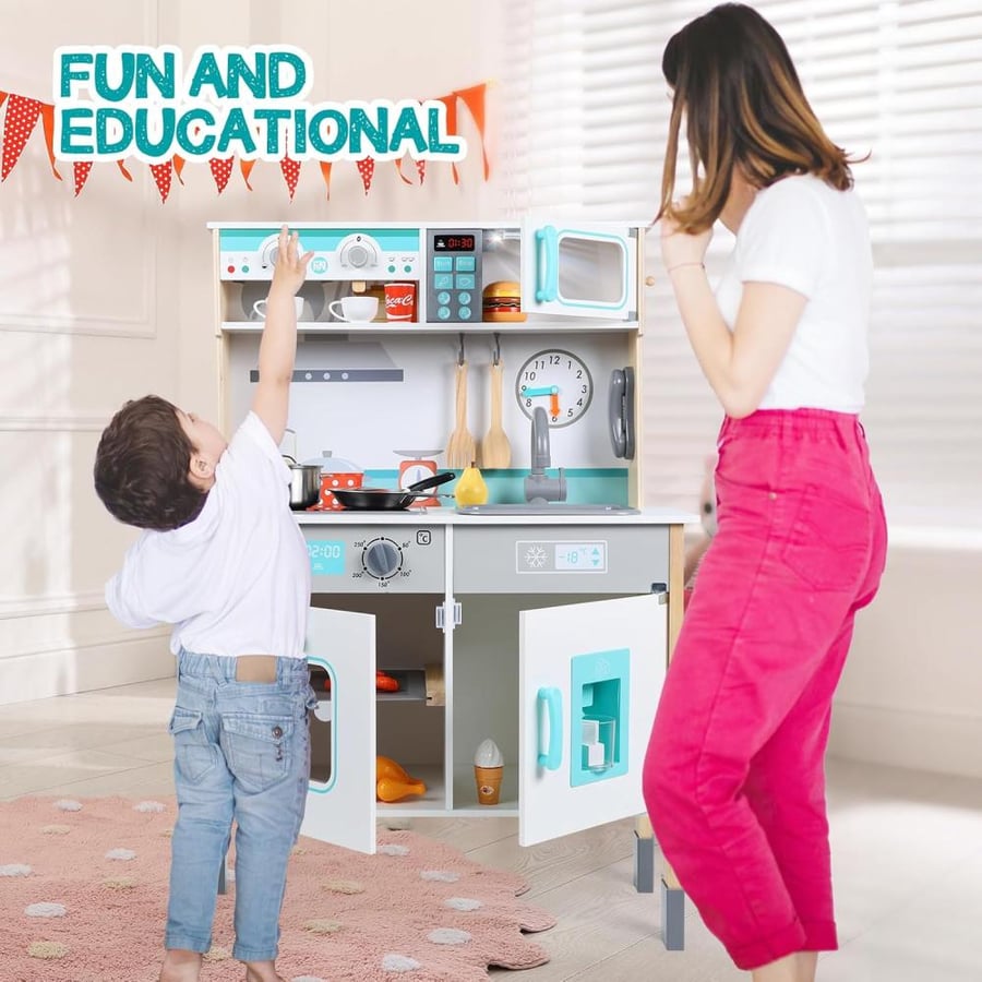 مطبخ ألعاب خشبي للأطفال – تجربة طهي واقعية وممتعة للصغار