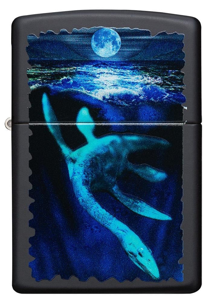 Zippo Lighter Loch Ness Monster Black Light - Black Matte