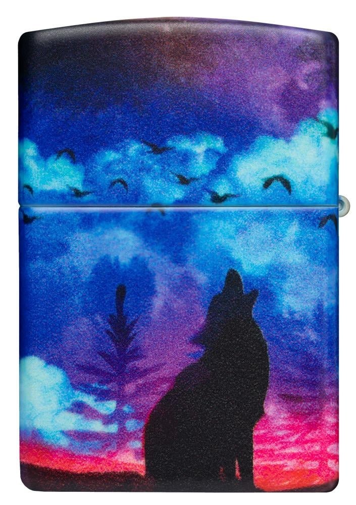 Zippo Lighter Wolf Howling at Night