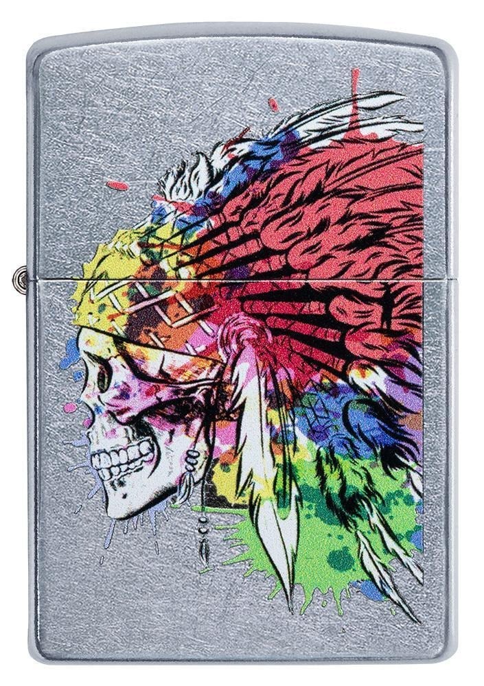 Zippo Lighter Colorful Headdress & Skull - Street Chrome
