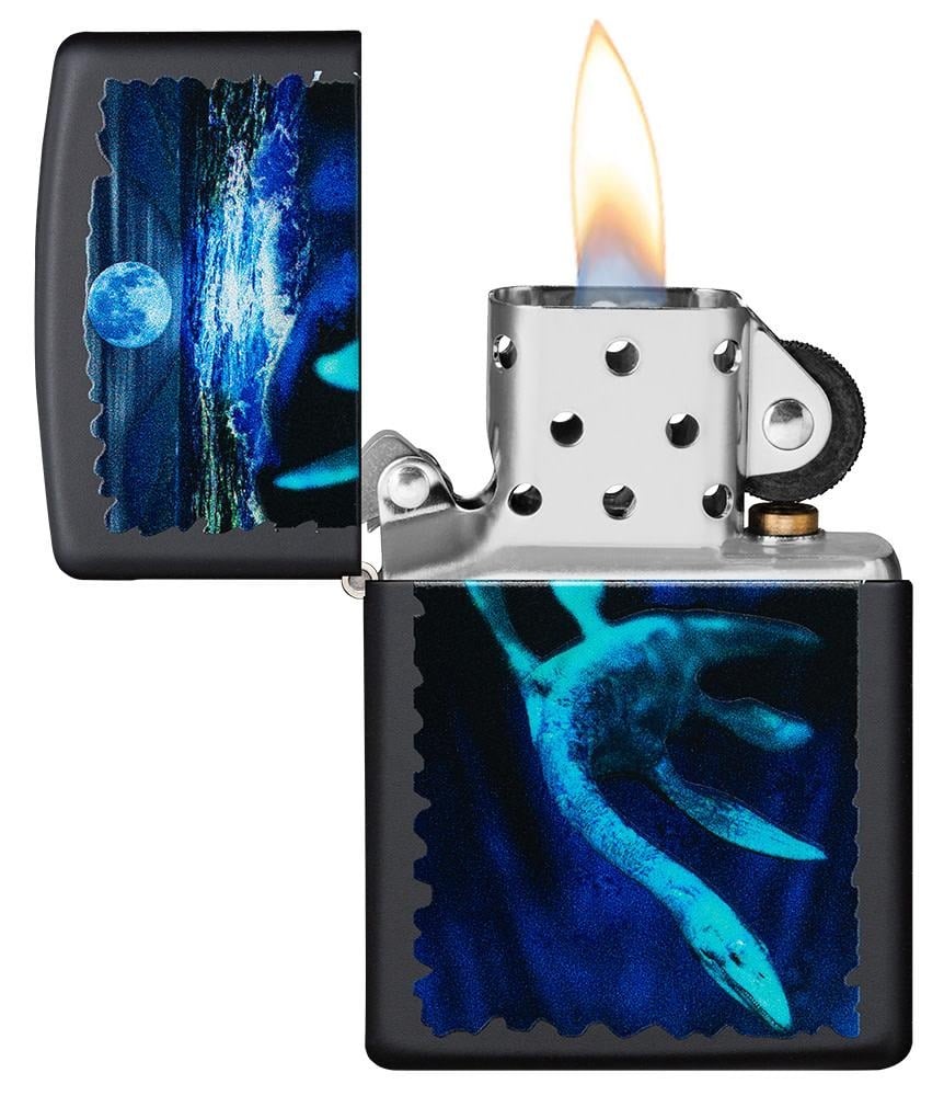 Zippo Lighter Loch Ness Monster Black Light - Black Matte