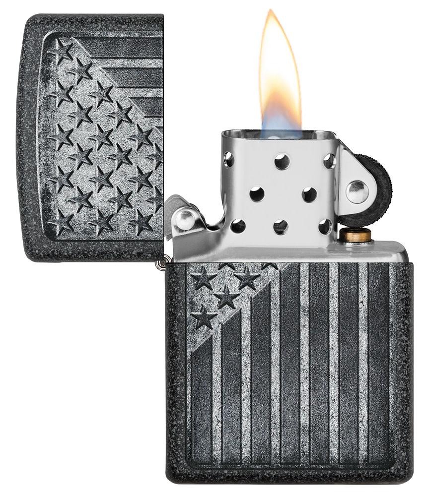 Zippo Lighter USA Stars and Stripes - Iron Stone