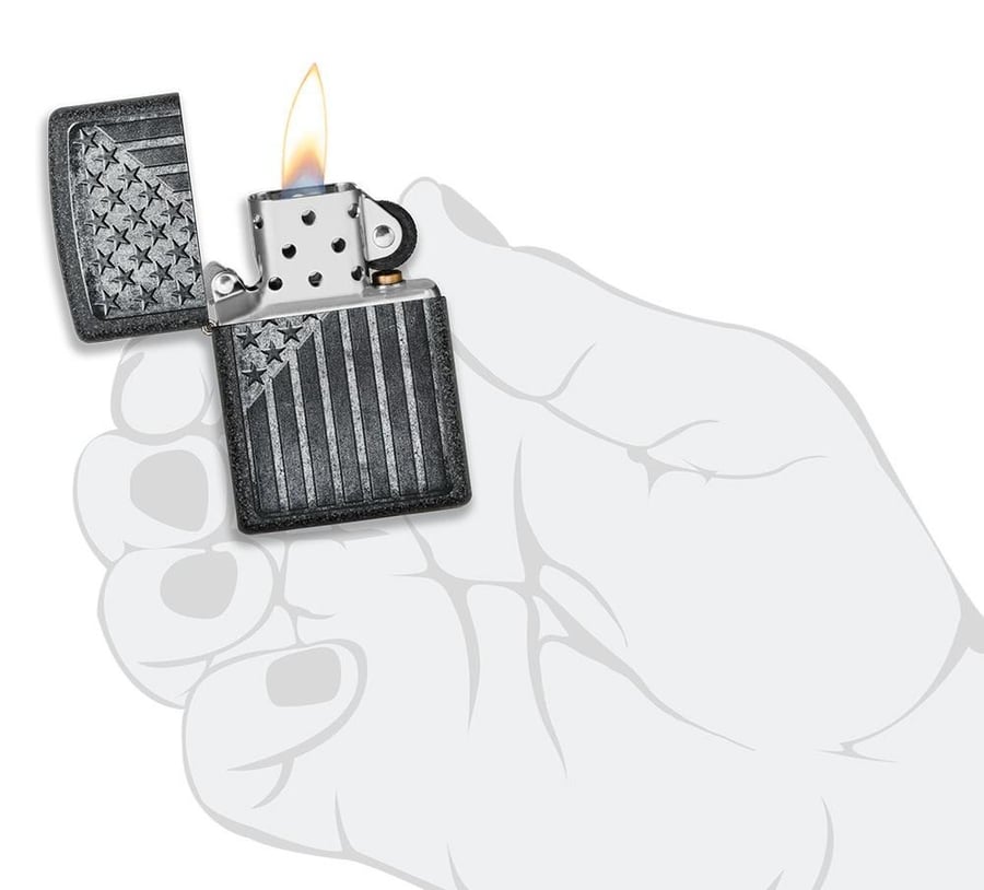 Zippo Lighter USA Stars and Stripes - Iron Stone